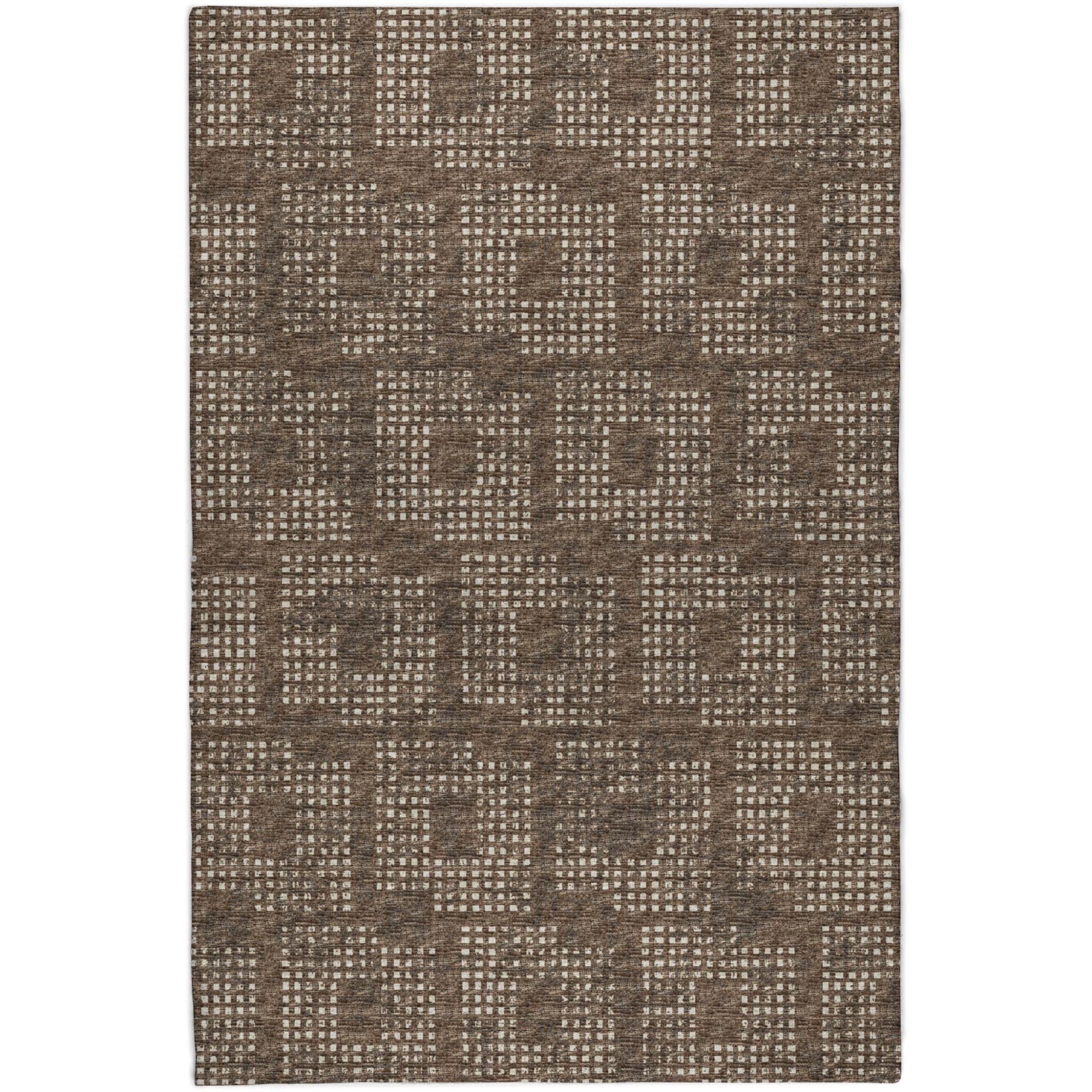 10' X 14' Brown And Beige Geometric Shag Washable Area Rug With UV Protection - Home & Garden