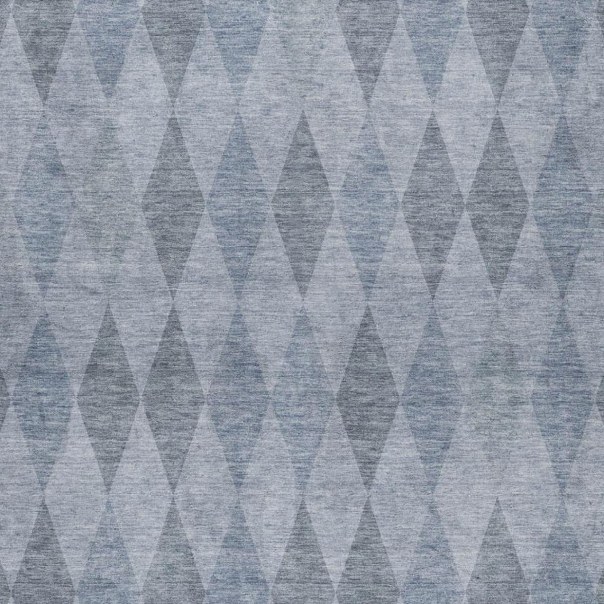 10' X 14' Denim Blue And Gray Geometric Shag Washable Area Rug With UV Protection - Home & Garden