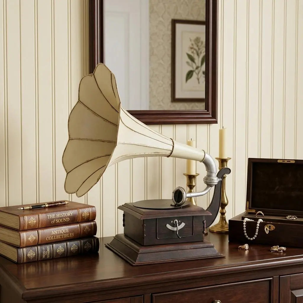 c1911 HMV Gramophone Built to Scale Model Sculpture Homeroots Home Decor