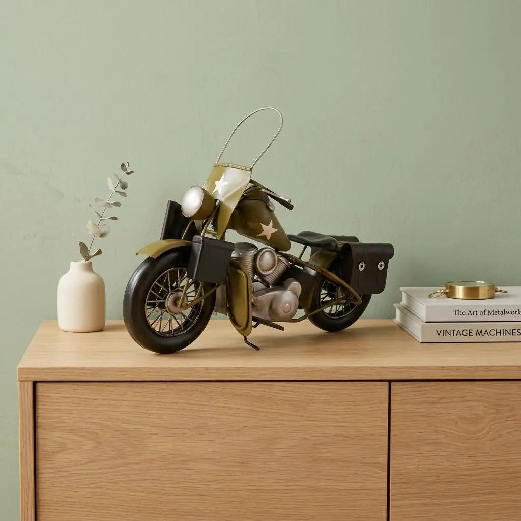 c1942 Green U.S. Army Motorcycle Sculpture Homeroots Home Decor