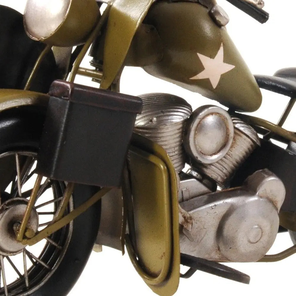 c1942 Green U.S. Army Motorcycle Sculpture Homeroots Home Decor