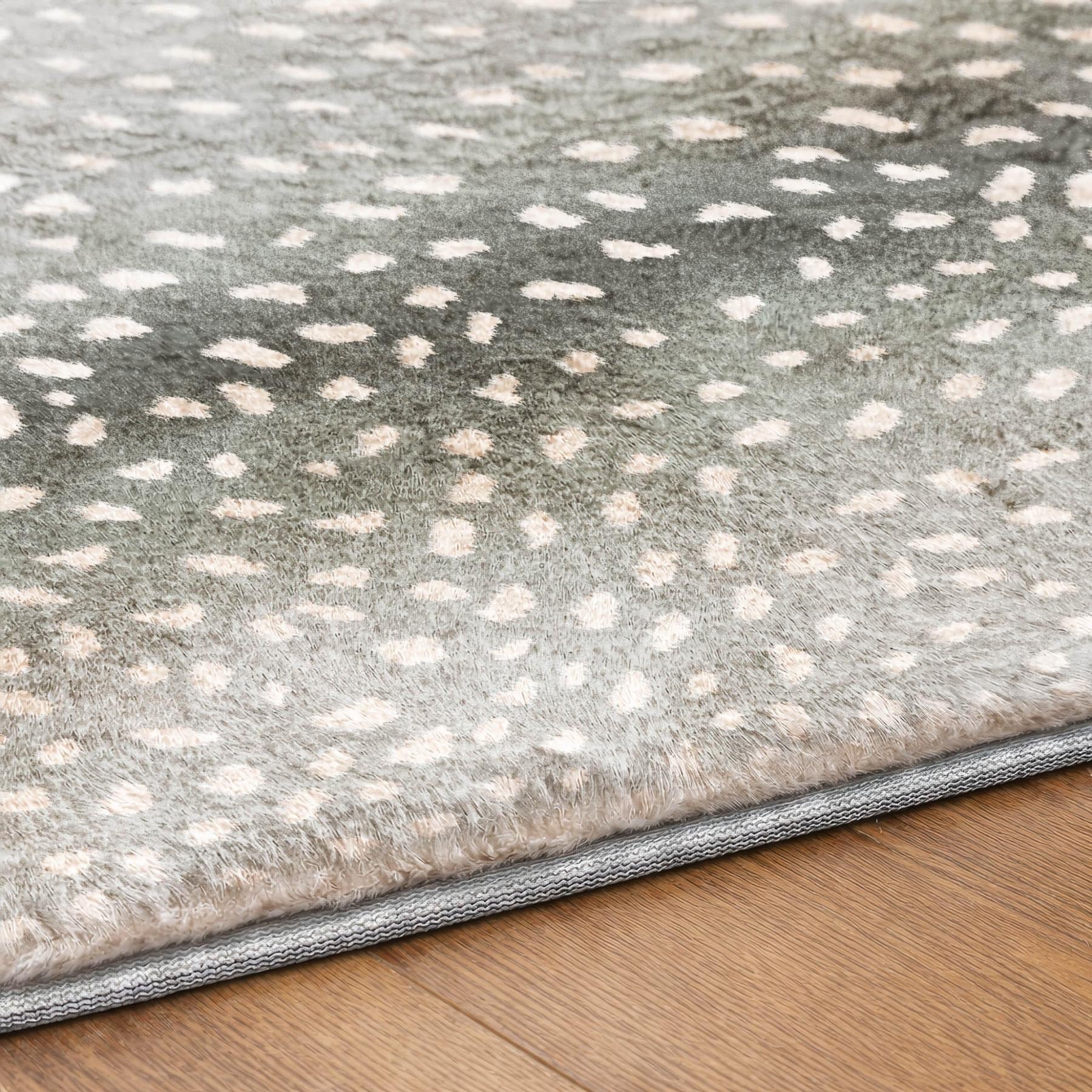 10' X 14' Gray And Silver Animal Print Shag Washable Area Rug With UV Protection - Home & Garden