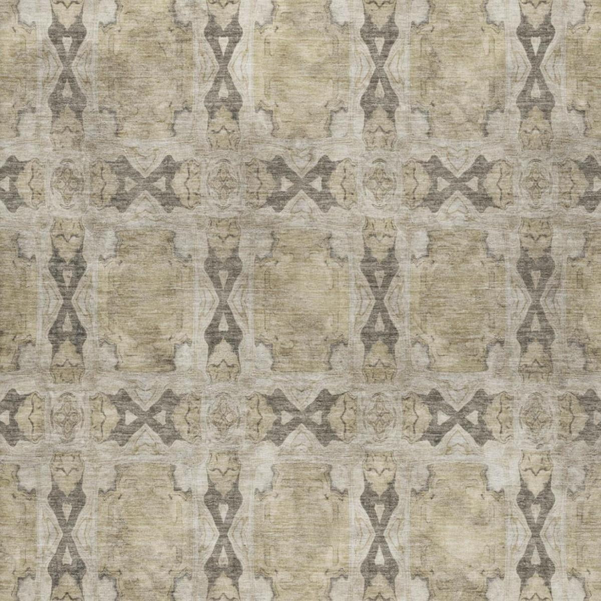 3' X 5' Beige And Gray Geometric Shag Washable Area Rug With UV Protection - Home & Garden