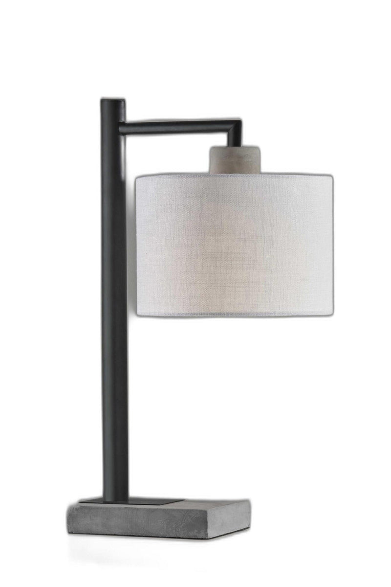 23" Gray Metal Novelty Table Lamp With White Empire Shade - Lighting