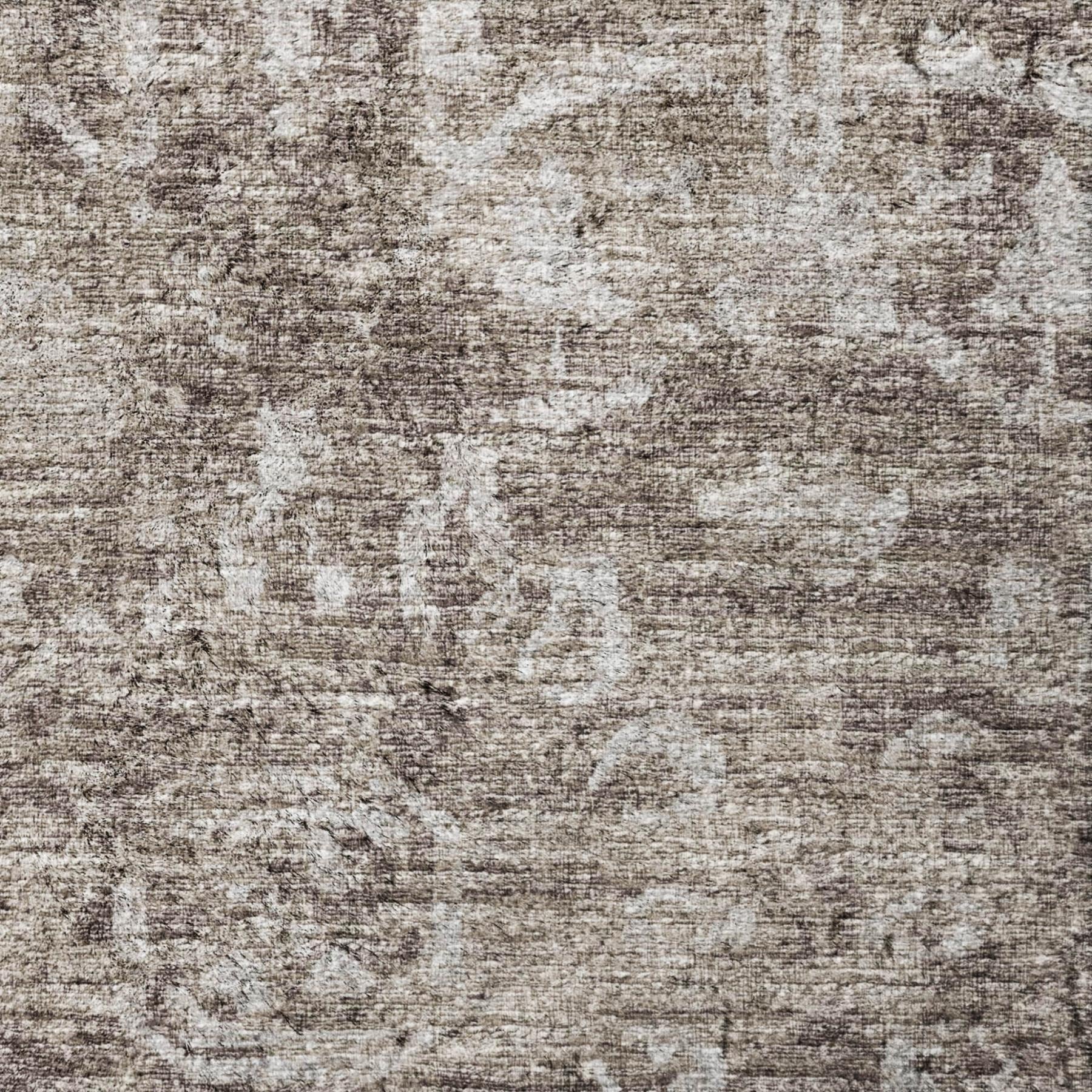 10' X 14' Brown And Charcoal Oriental Shag Washable Area Rug With UV Protection - Home & Garden