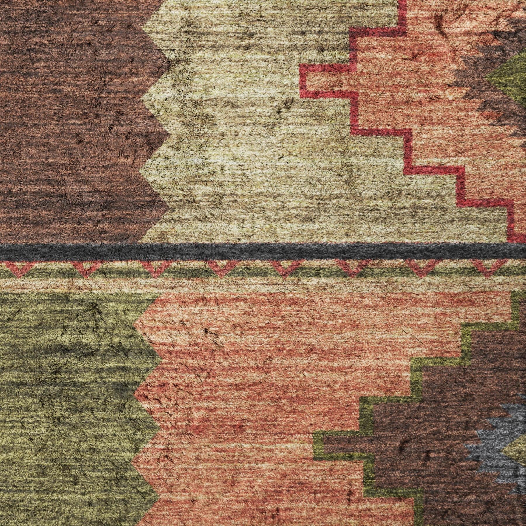 10' X 14' Brown And Chocolate Geometric Shag Washable Area Rug With UV Protection - Home & Garden