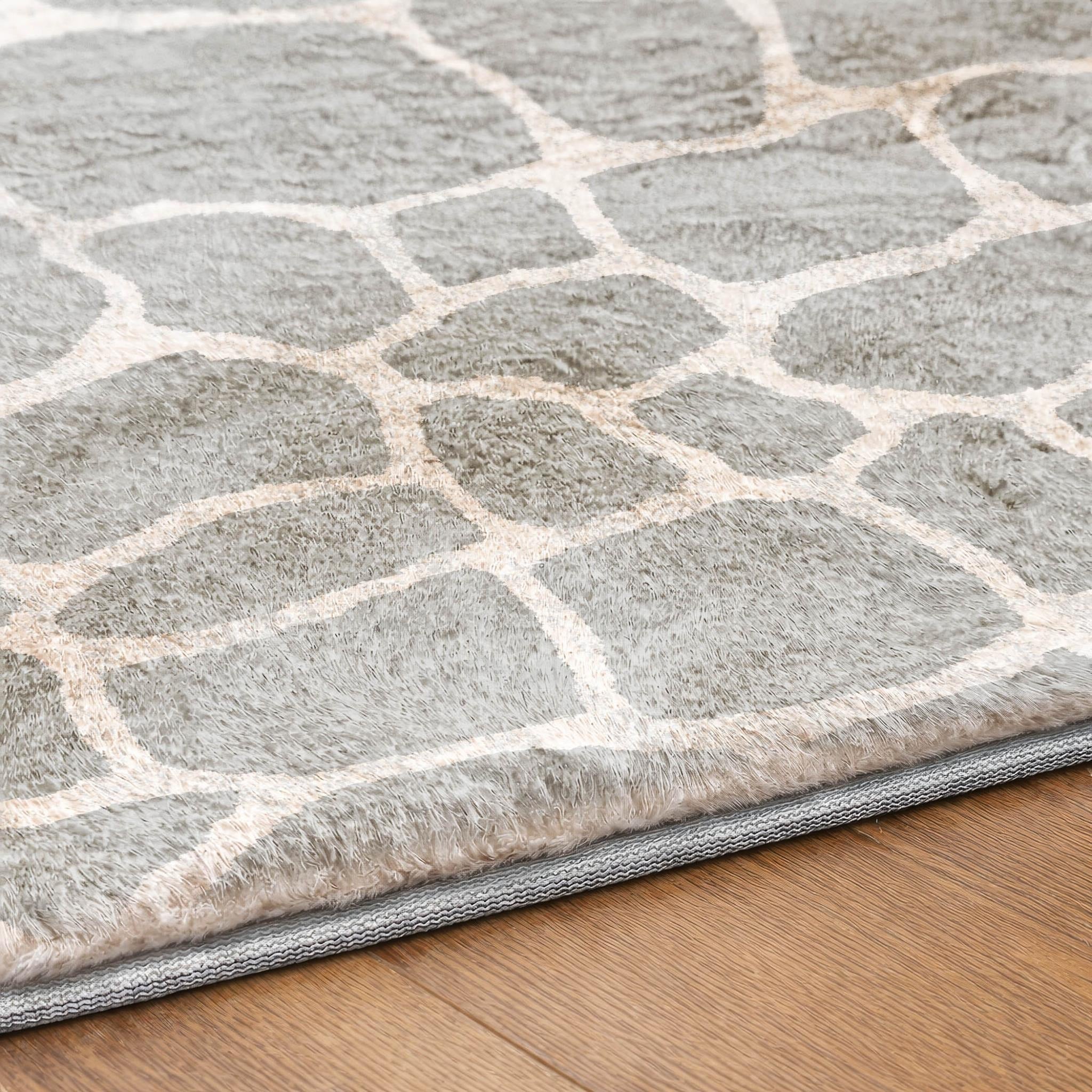 10' X 14' Gray And White Animal Print Shag Washable Area Rug With UV Protection - Home & Garden