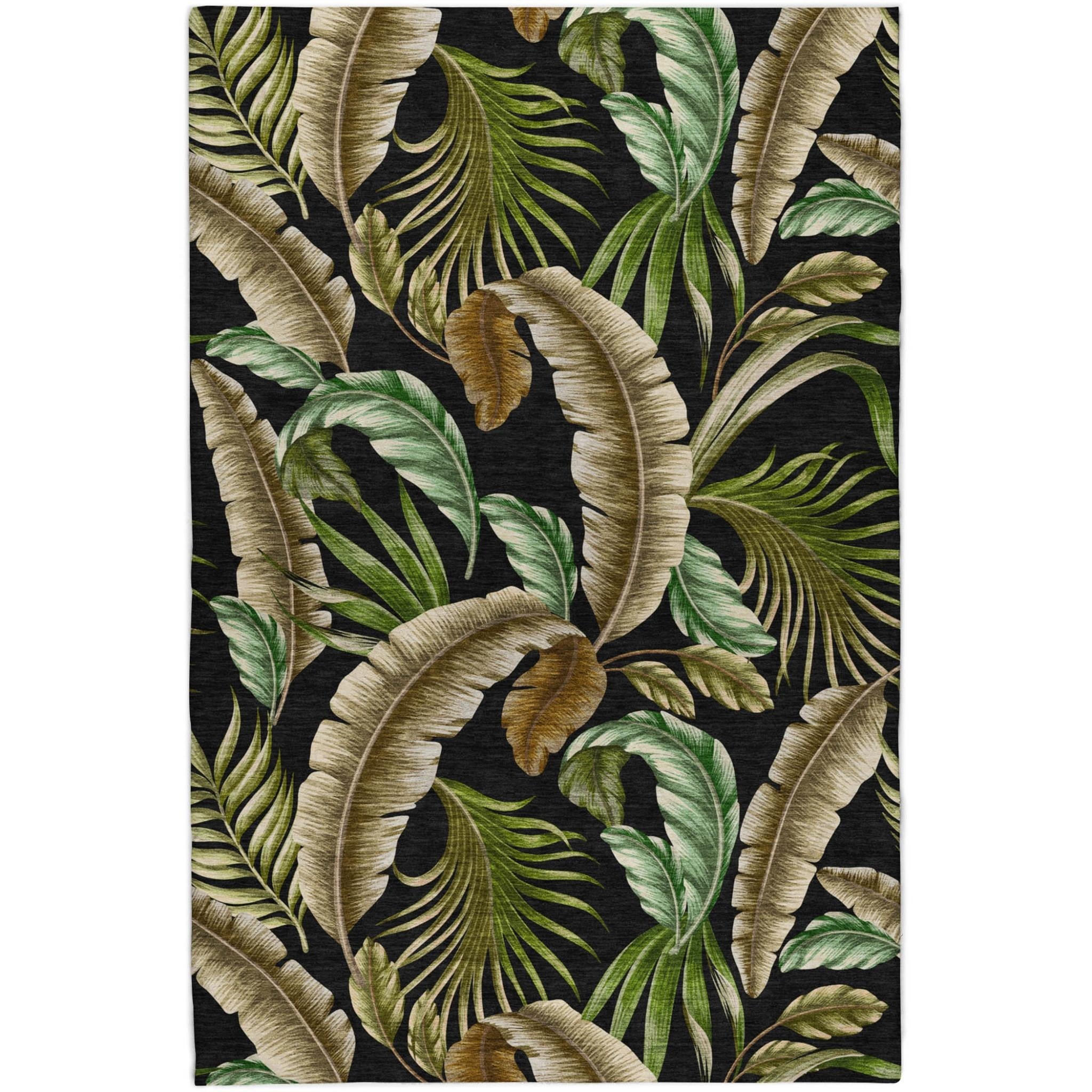 10' X 14' Midnight And Chocolate Floral Shag Washable Area Rug With UV Protection - Home & Garden