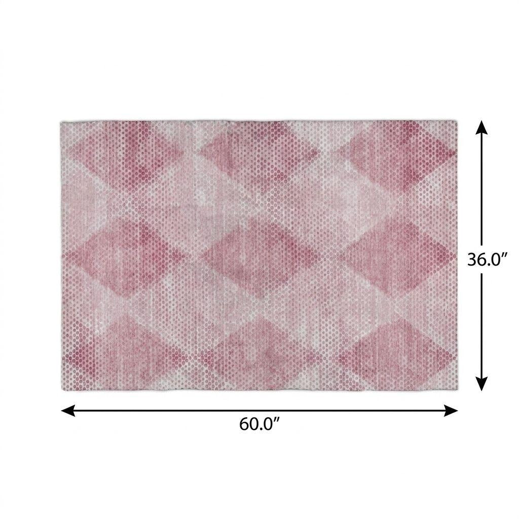 3' X 5' Merlot And Blush Geometric Shag Washable Area Rug With UV Protection - Home & Garden