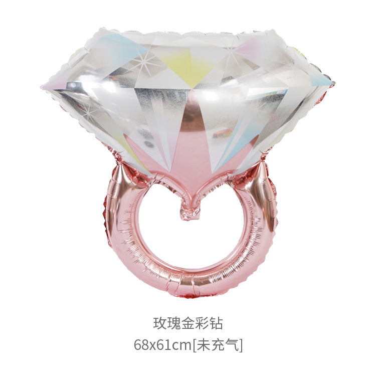 Large Diamond Ring Aluminum Foil Balloon Wedding Decoration Valentine's Day Decoration Proposal Diamond Slogan Aluminum Globos 6