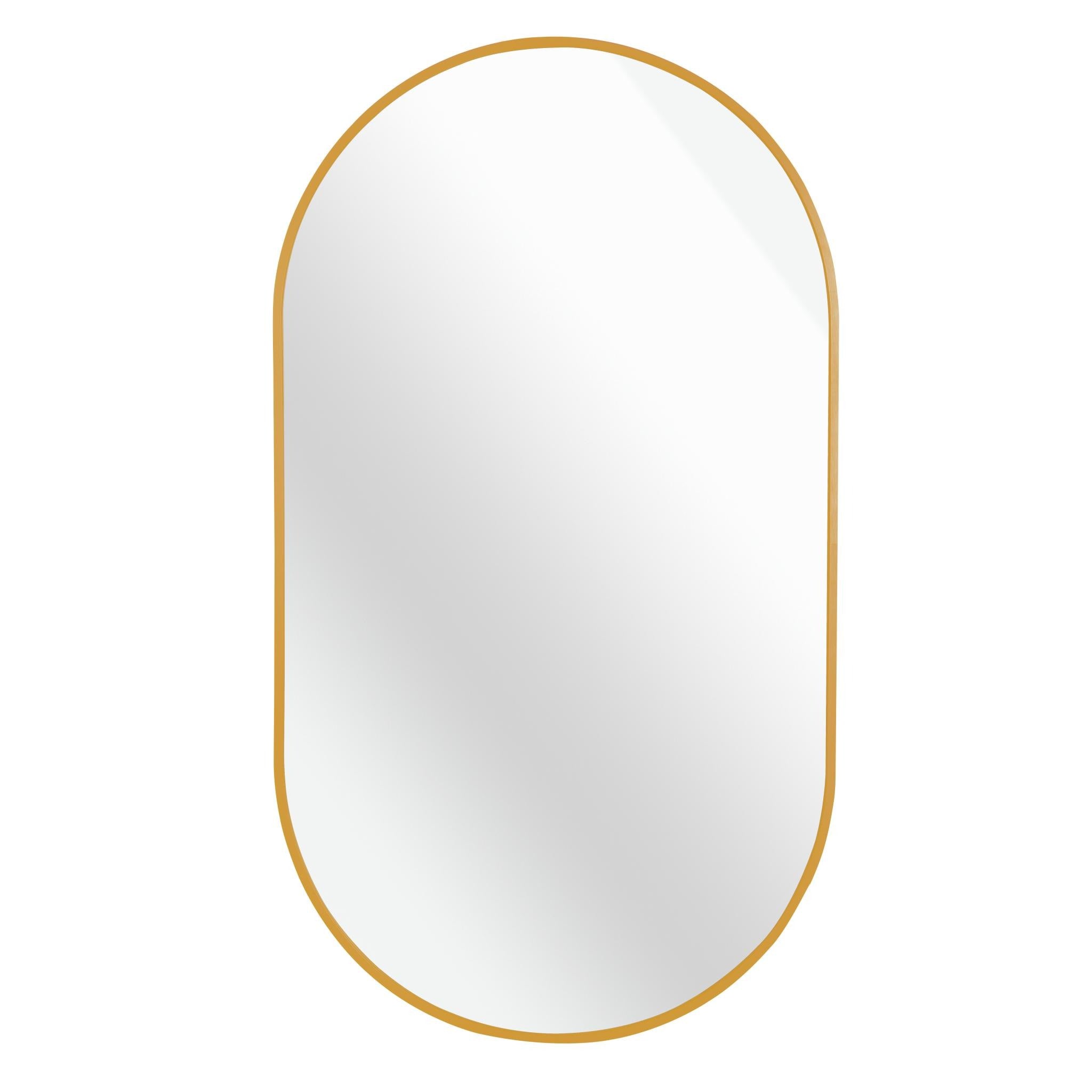 28" Gold Aluminum Oval Framed Accent Mirror - Bed & Bath