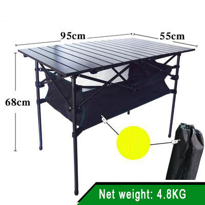 Outdoor Folding Table Chair Camping Aluminium Alloy Picnic Table Waterproof Durable Folding Table Desk Black