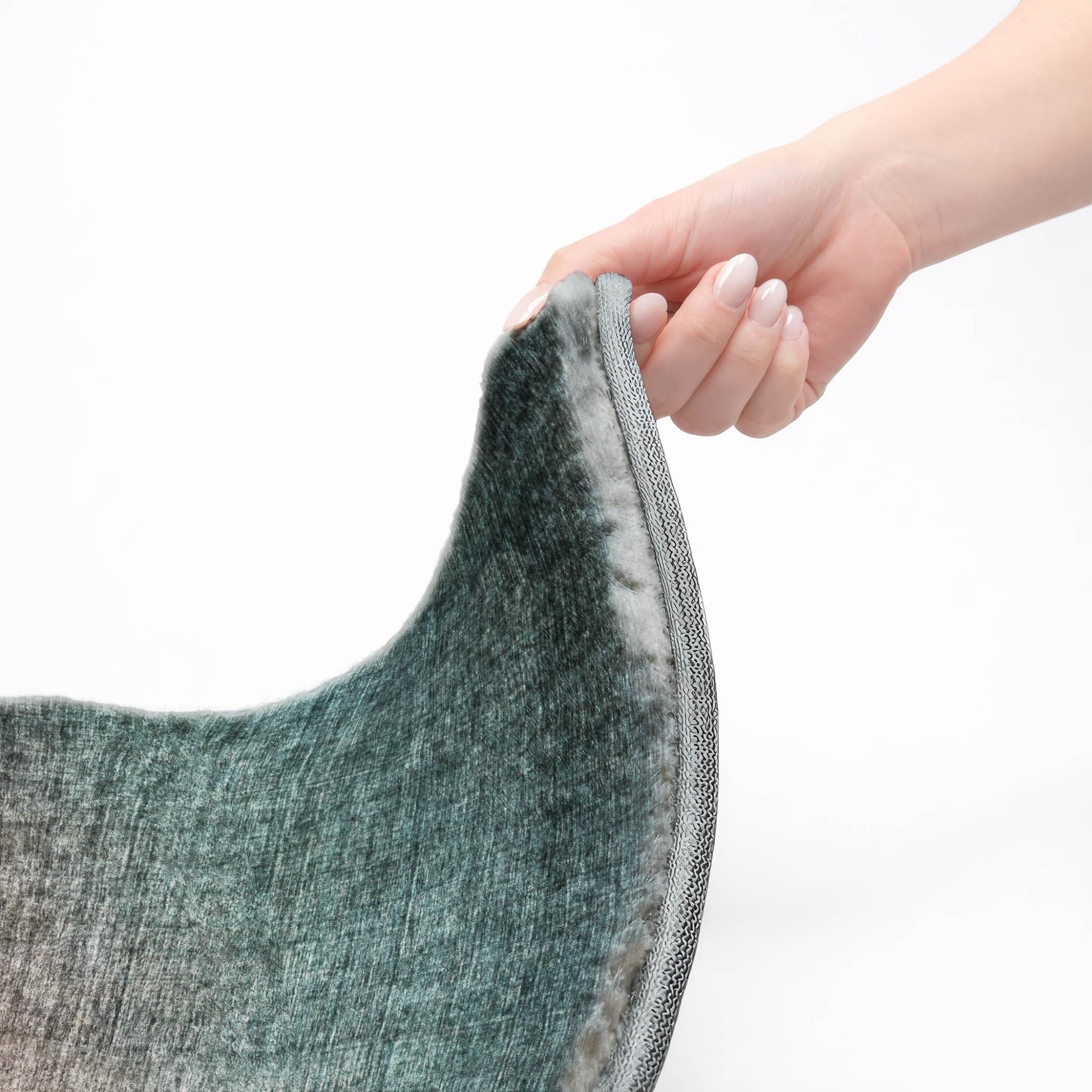 3' X 5' Teal And Gray Ombre Shag Washable Area Rug With UV Protection - Home & Garden