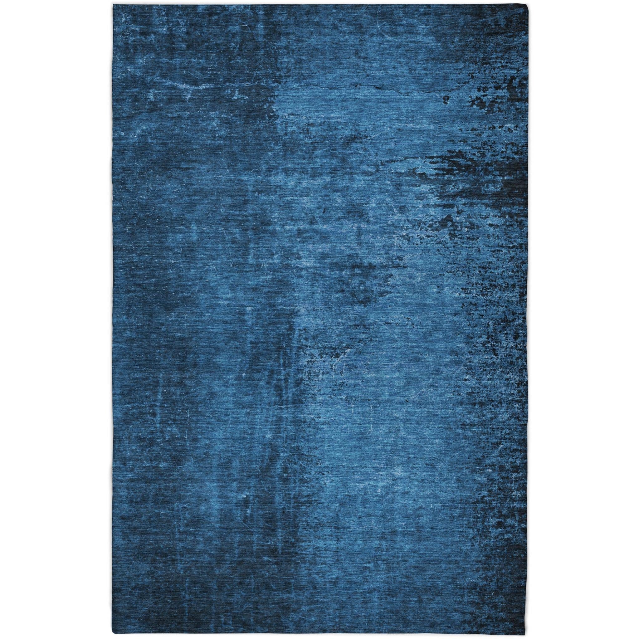 5' X 8' Navy Blue And Charcoal Abstract Shag Washable Area Rug With UV Protection - Home & Garden