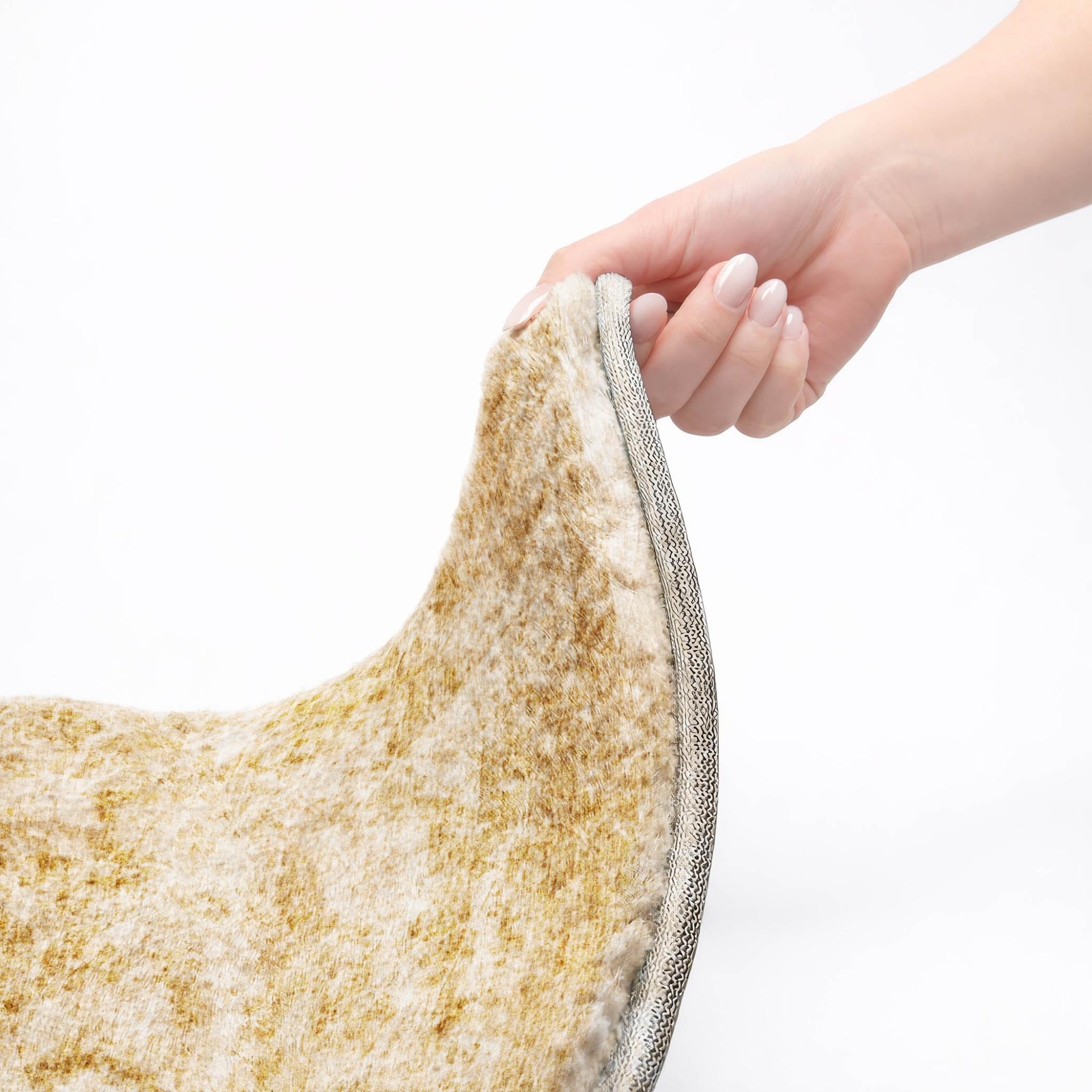 3' X 5' Beige And Ivory Abstract Shag Washable Area Rug With UV Protection - Home & Garden