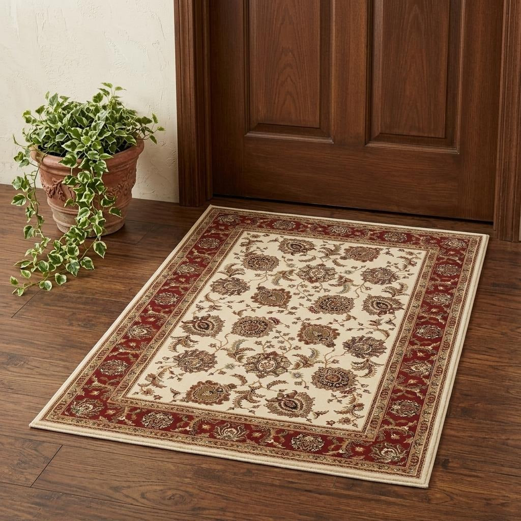 2' X 3' Ivory And Red Oriental Area Rug - Home & Garden