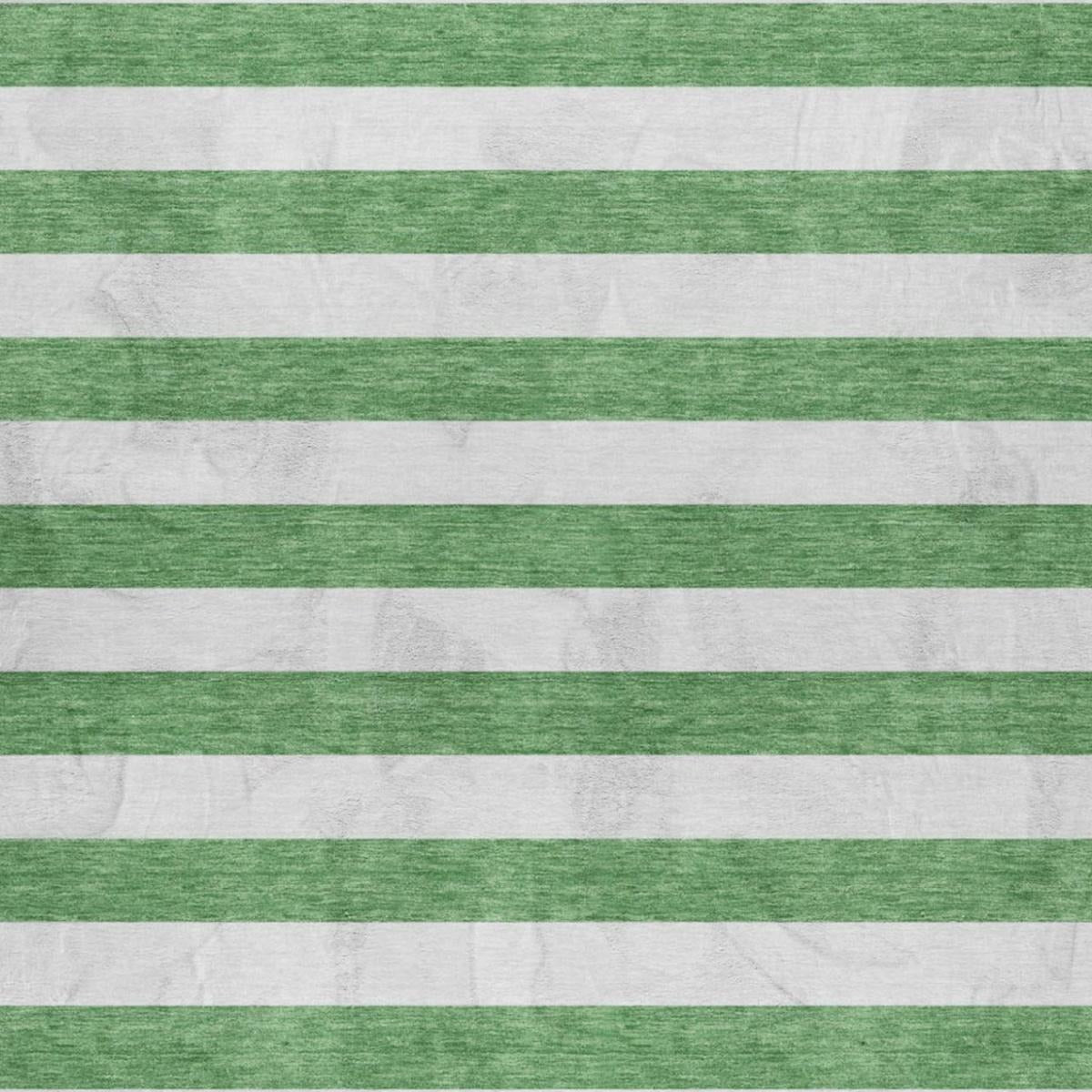 3' X 5' Green And Ivory Striped Shag Washable Area Rug With UV Protection - Home & Garden