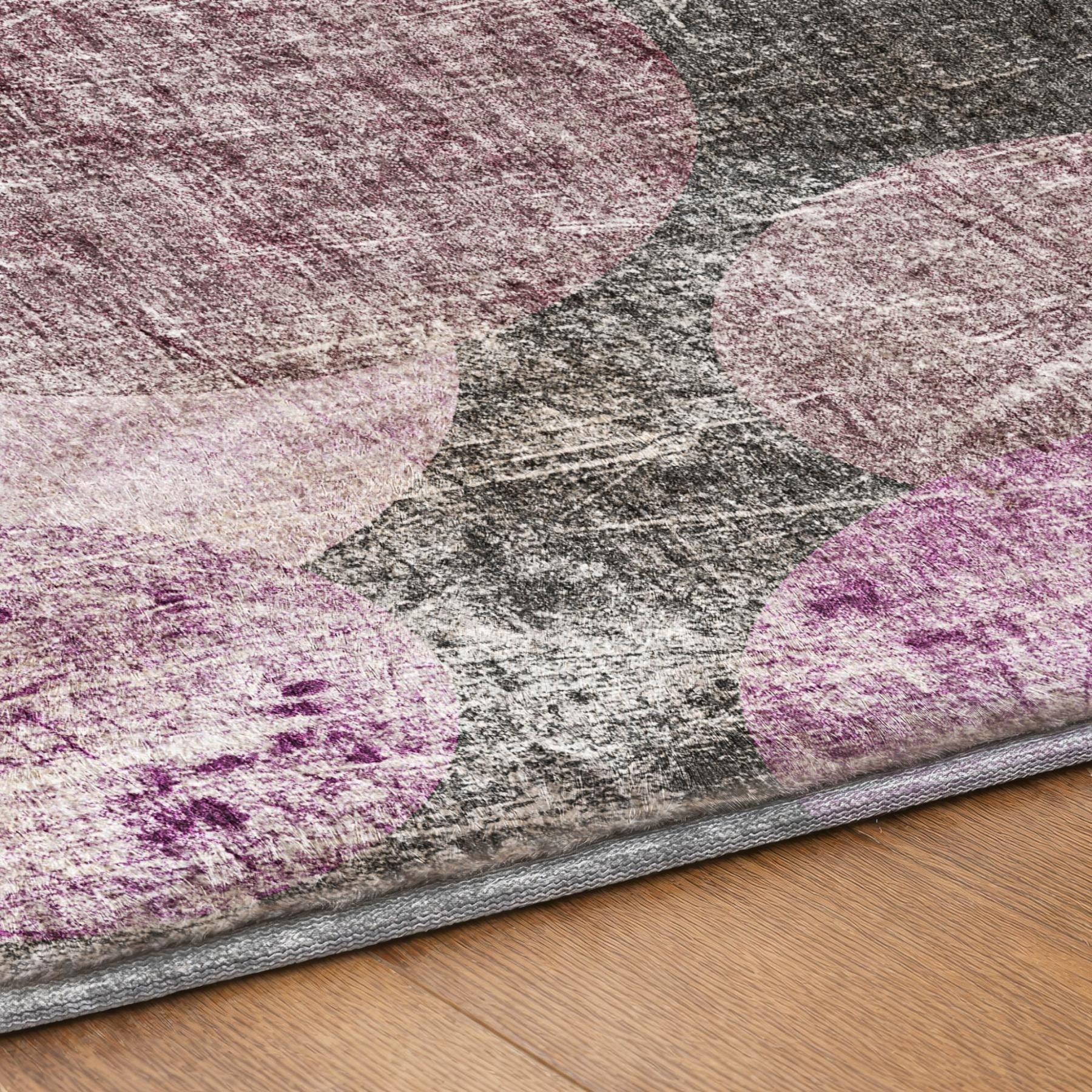 10' X 14' Red And Purple Geometric Shag Washable Area Rug With UV Protection - Home & Garden