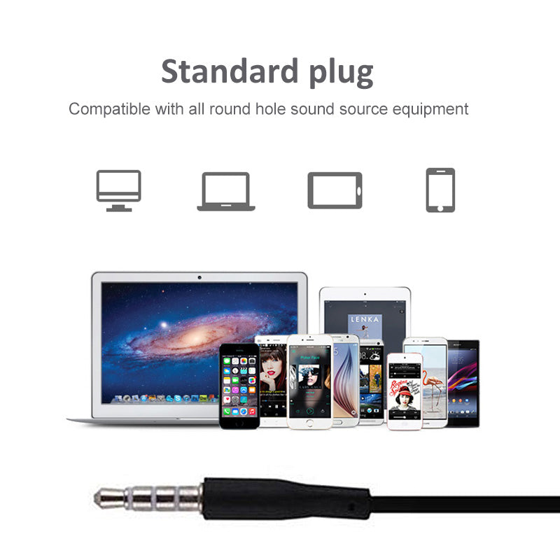 Black Earphones For Samsung Galaxy S6 Wired Earphones Earbuds In-ear Super Bass Headset With Mic Portable Audio