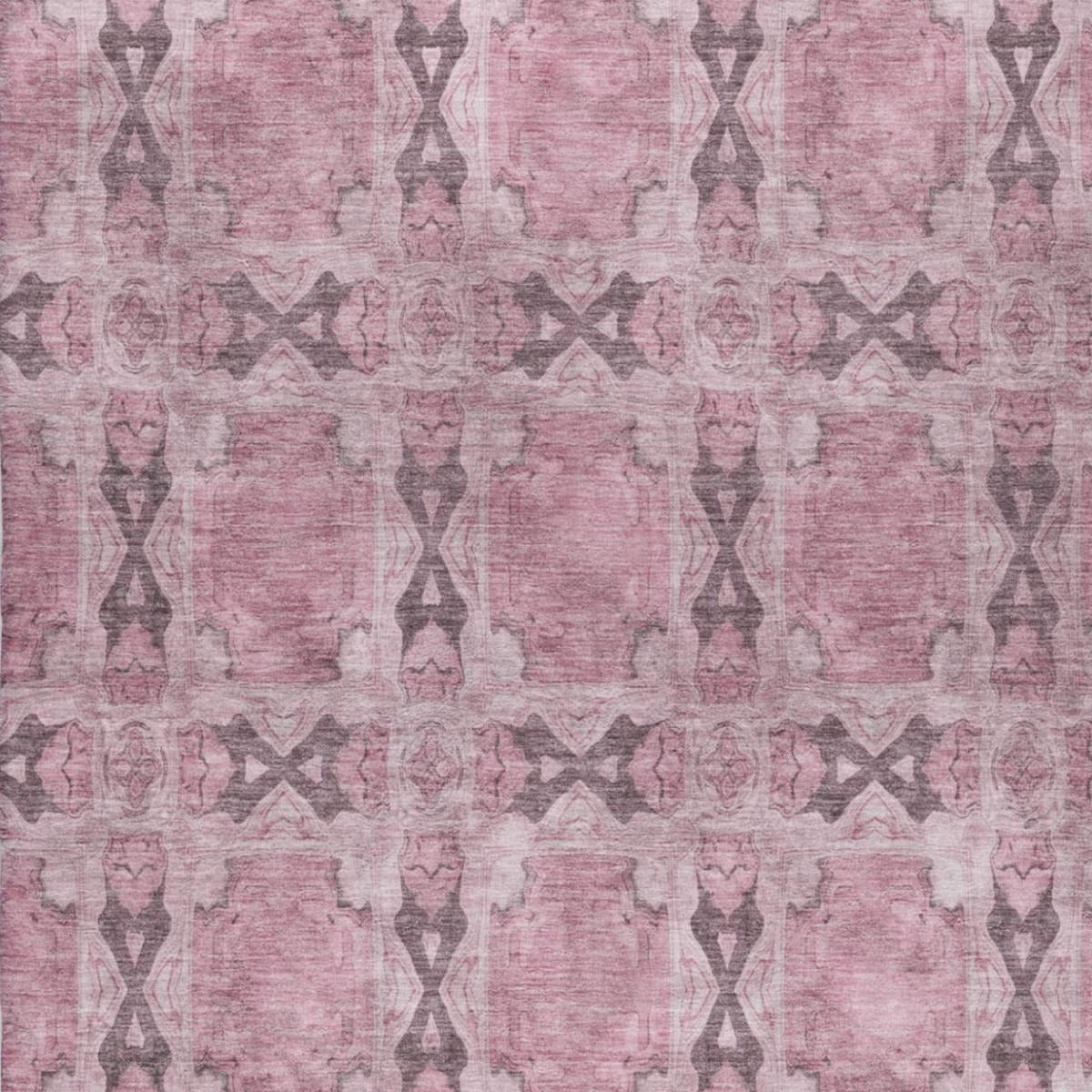 10' X 14' Pink And Gray Geometric Shag Washable Area Rug With UV Protection - Home & Garden