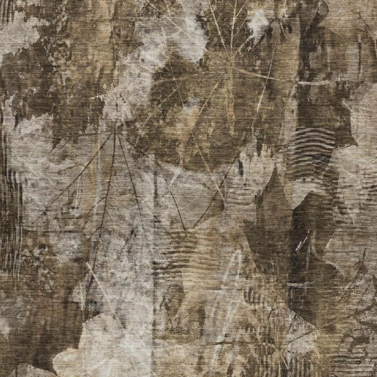 10' X 14' Taupe And Beige Floral Shag Washable Area Rug With UV Protection - Home & Garden