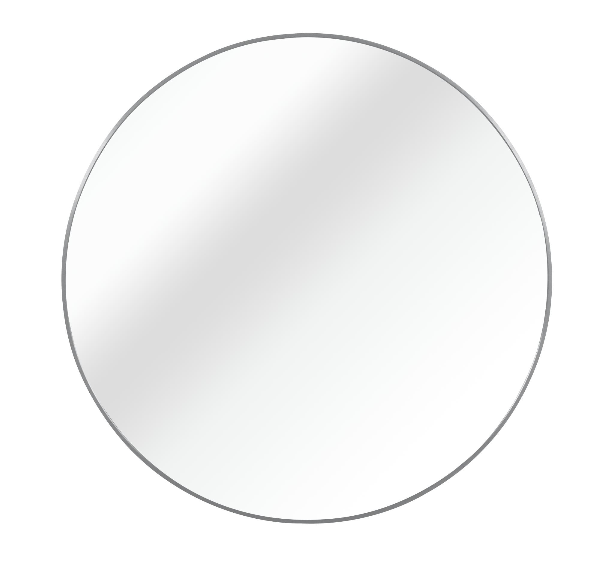32" Silver Aluminum Round Framed Bathroom Vanity Mirror - Bed & Bath