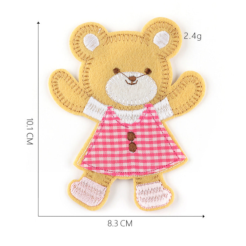 Embroidered patch cartoon animal bear flower DIY children's clothing accessories sewing ironing patch stickers jewelry patch 3