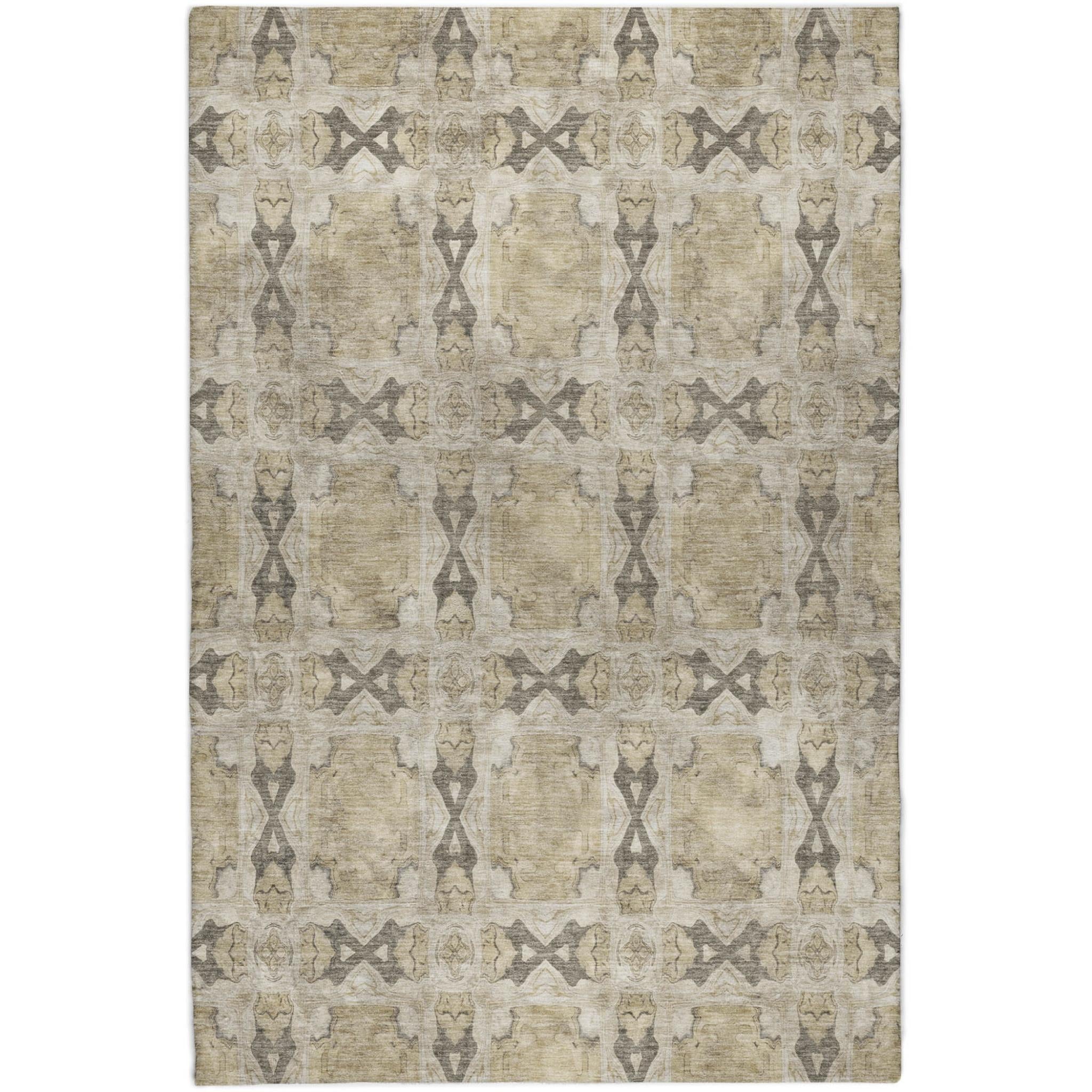 3' X 5' Beige And Gray Geometric Shag Washable Area Rug With UV Protection - Home & Garden