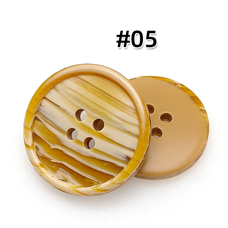 Four-Hole Mixed Flower Resin Button Wild Round Coat Button Suit Suit Wind Clothes Clothing Accessories Button 15mm #05