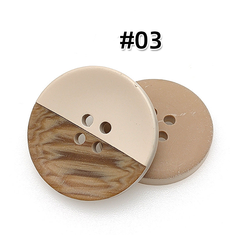 Four-Hole Mixed Flower Resin Button Wild Round Coat Button Suit Suit Wind Clothes Clothing Accessories Button