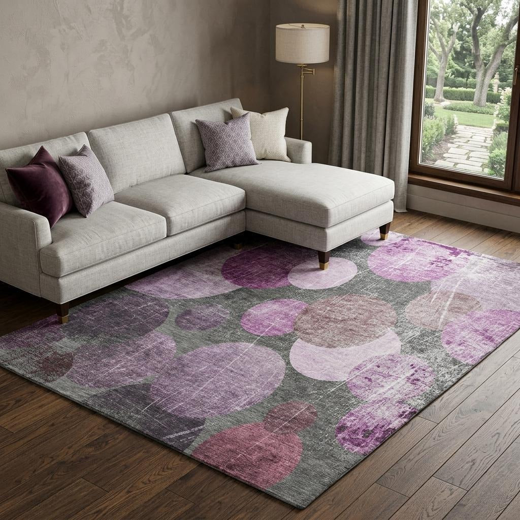 10' X 14' Red And Purple Geometric Shag Washable Area Rug With UV Protection - Home & Garden