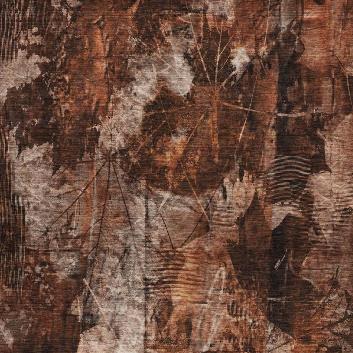 10' X 14' Orange And Charcoal Floral Shag Washable Area Rug With UV Protection - Home & Garden