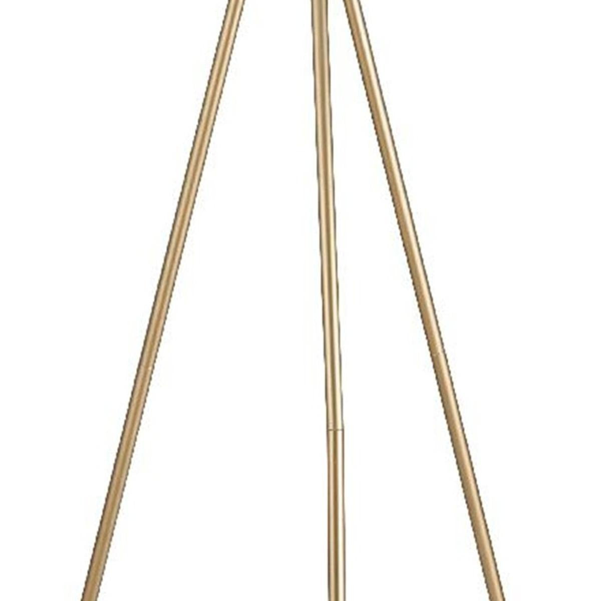 65" Gold And White Tripod Floor Lamp With White Fabric Drum Shade - Lighting