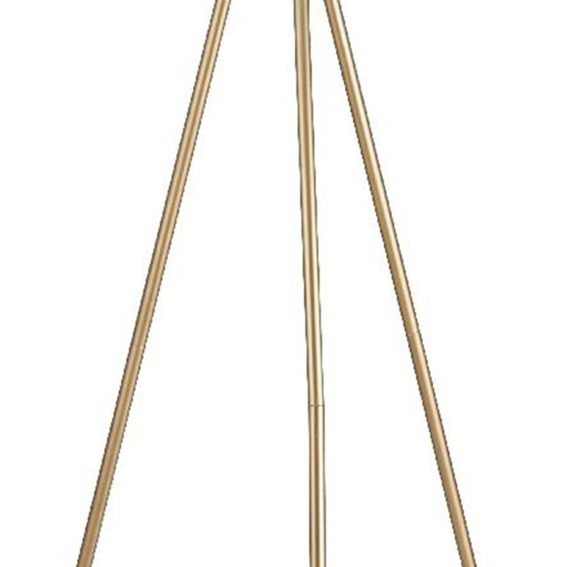 65" Gold And White Tripod Floor Lamp With White Fabric Drum Shade - Lighting
