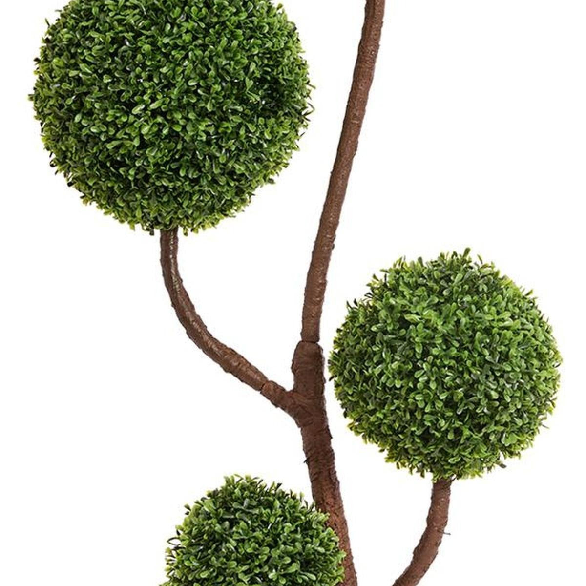 60" Green Artificial Boxwood Tree In Round Black Planter - Home & Garden