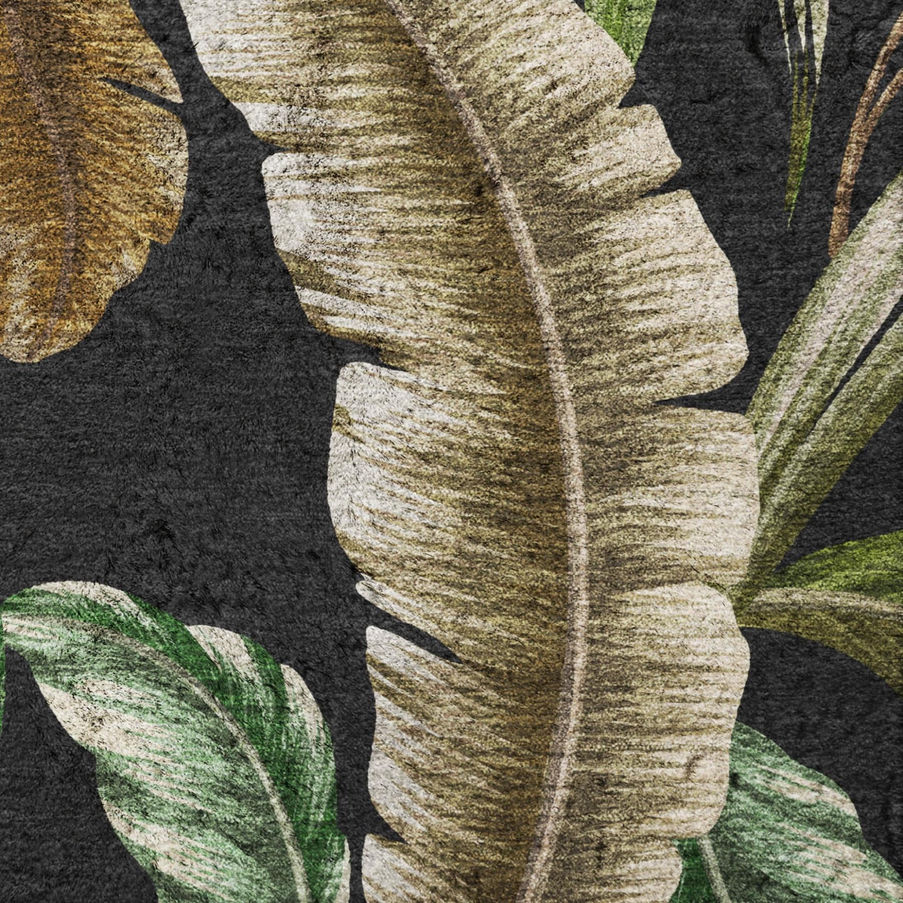 10' X 14' Midnight And Chocolate Floral Shag Washable Area Rug With UV Protection - Home & Garden