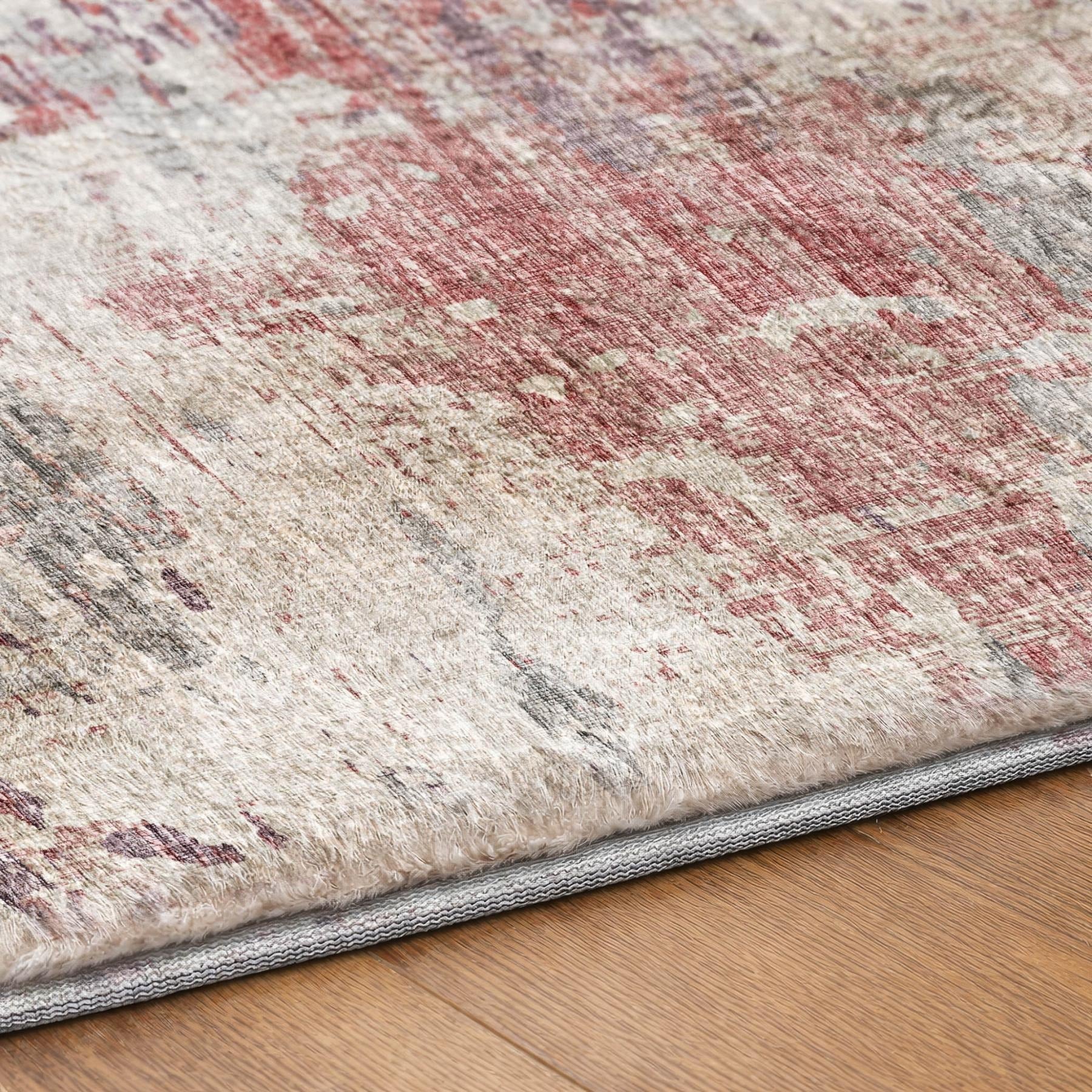 10' X 14' Pink And Purple Abstract Shag Washable Area Rug With UV Protection - Home & Garden