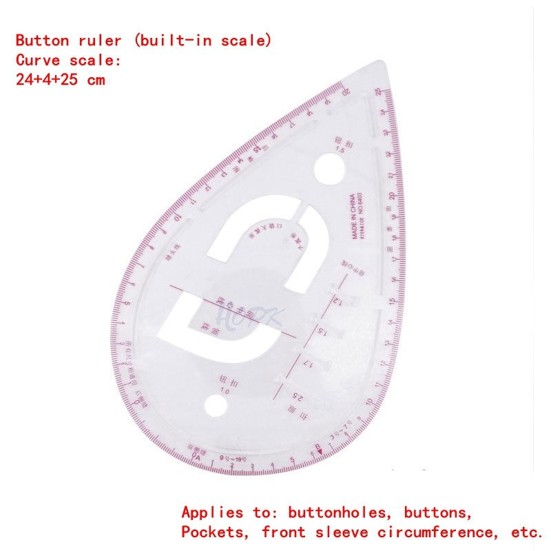 7Pcs/set Sewing Tailor French Curve Pattern Grading Rulers Drawing Line Measure Clothing Patchwork Ruler Set