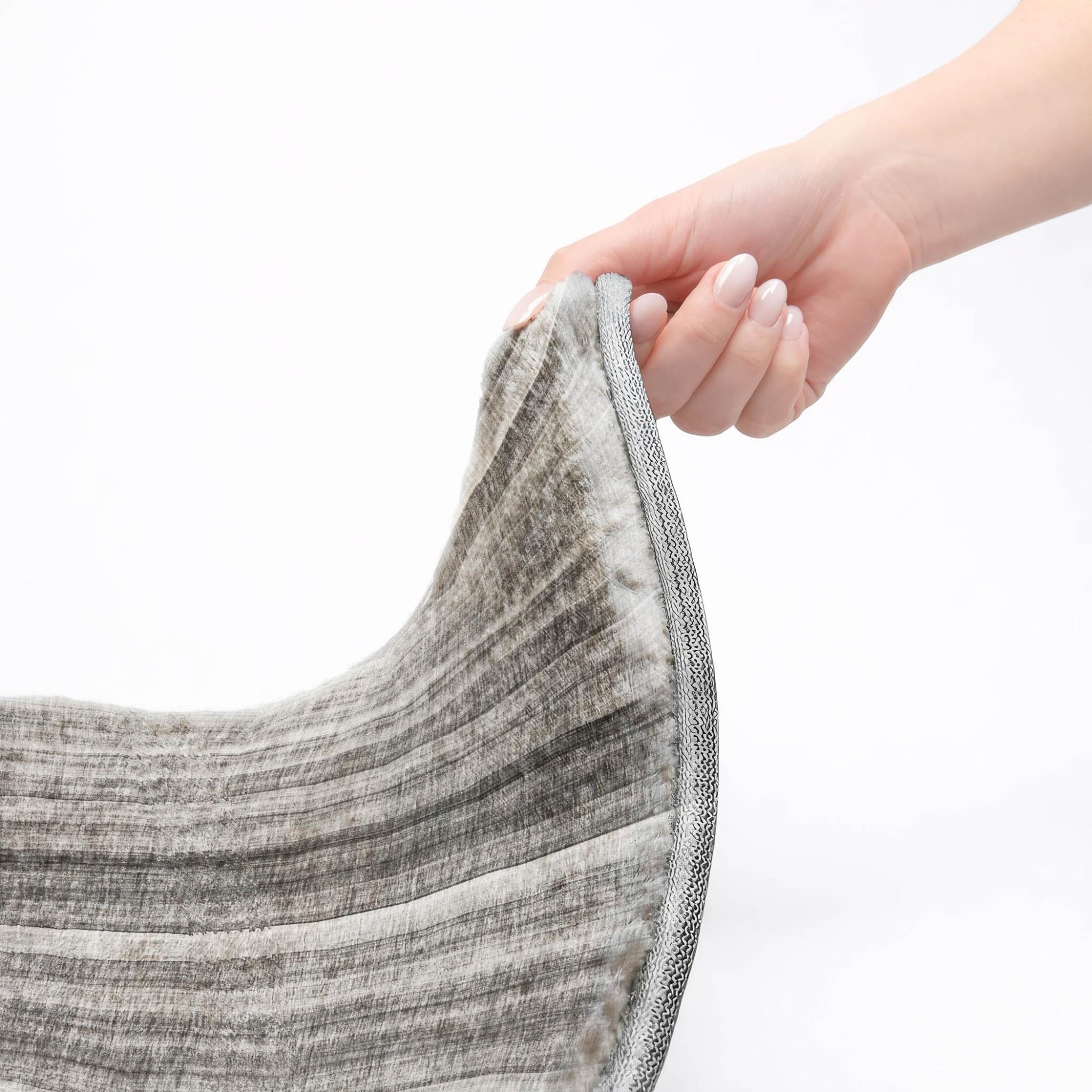 3' X 5' Gray And Silver Striped Shag Washable Area Rug With UV Protection - Home & Garden