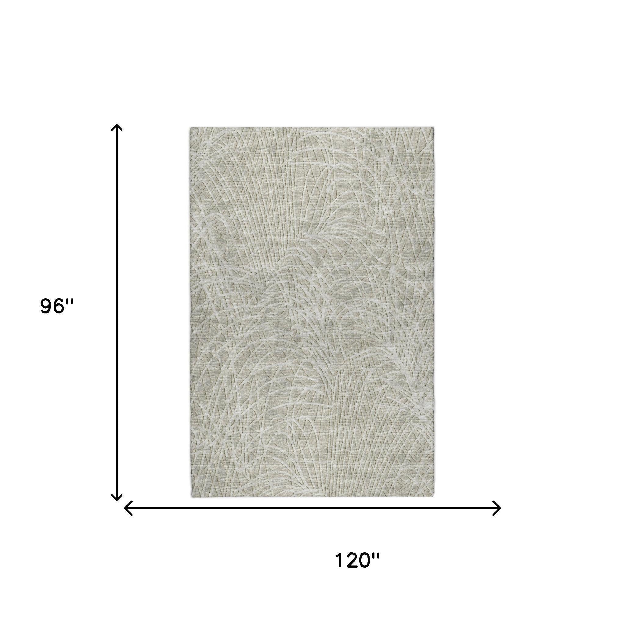 8' X 10' Beige And Ivory Abstract Shag Washable Area Rug With UV Protection - Home & Garden