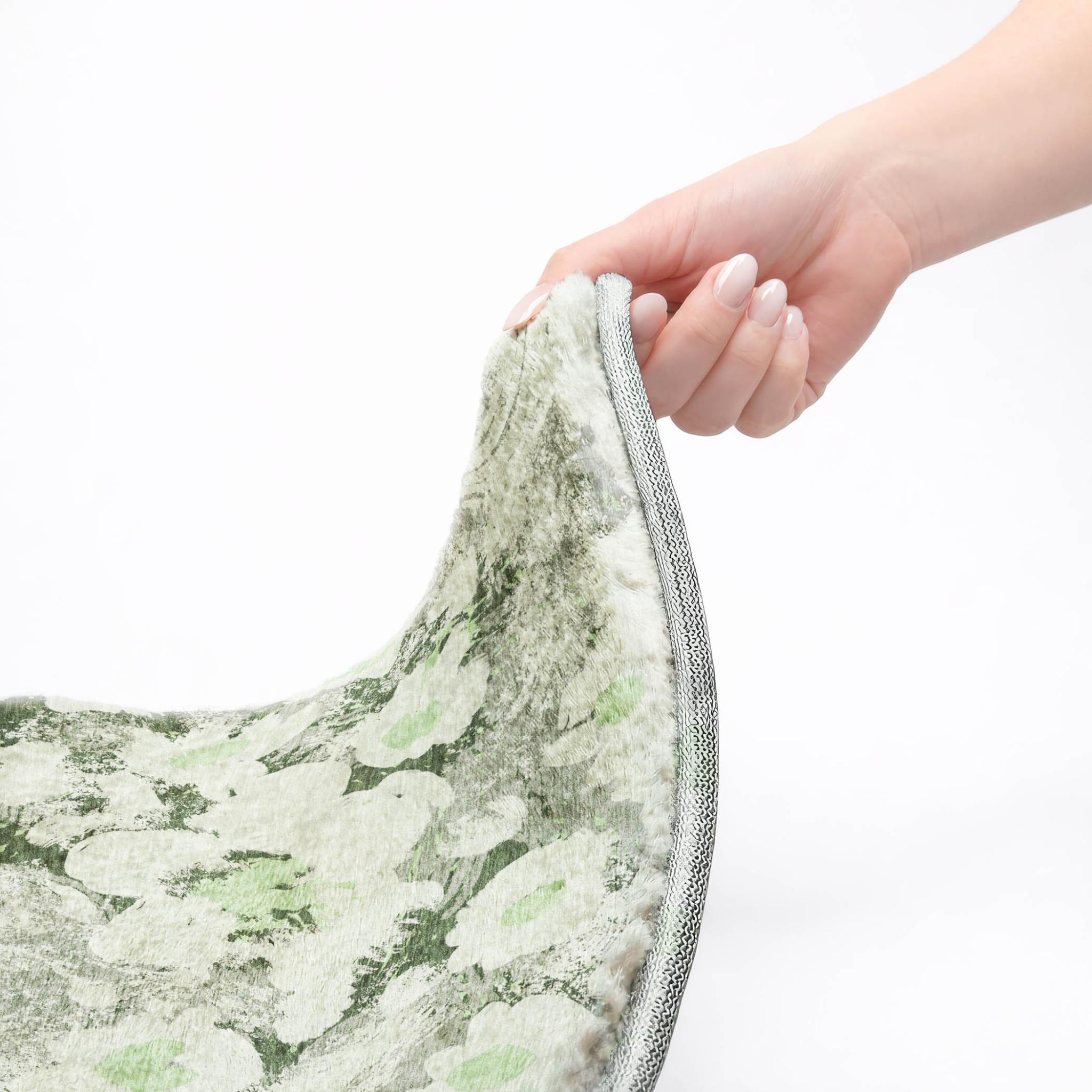 10' X 14' Green And Gray Floral Shag Washable Area Rug With UV Protection - Home & Garden