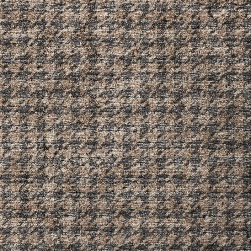 8' X 10' Chocolate And Black Houndstooth Shag Washable Area Rug With UV Protection - Home & Garden