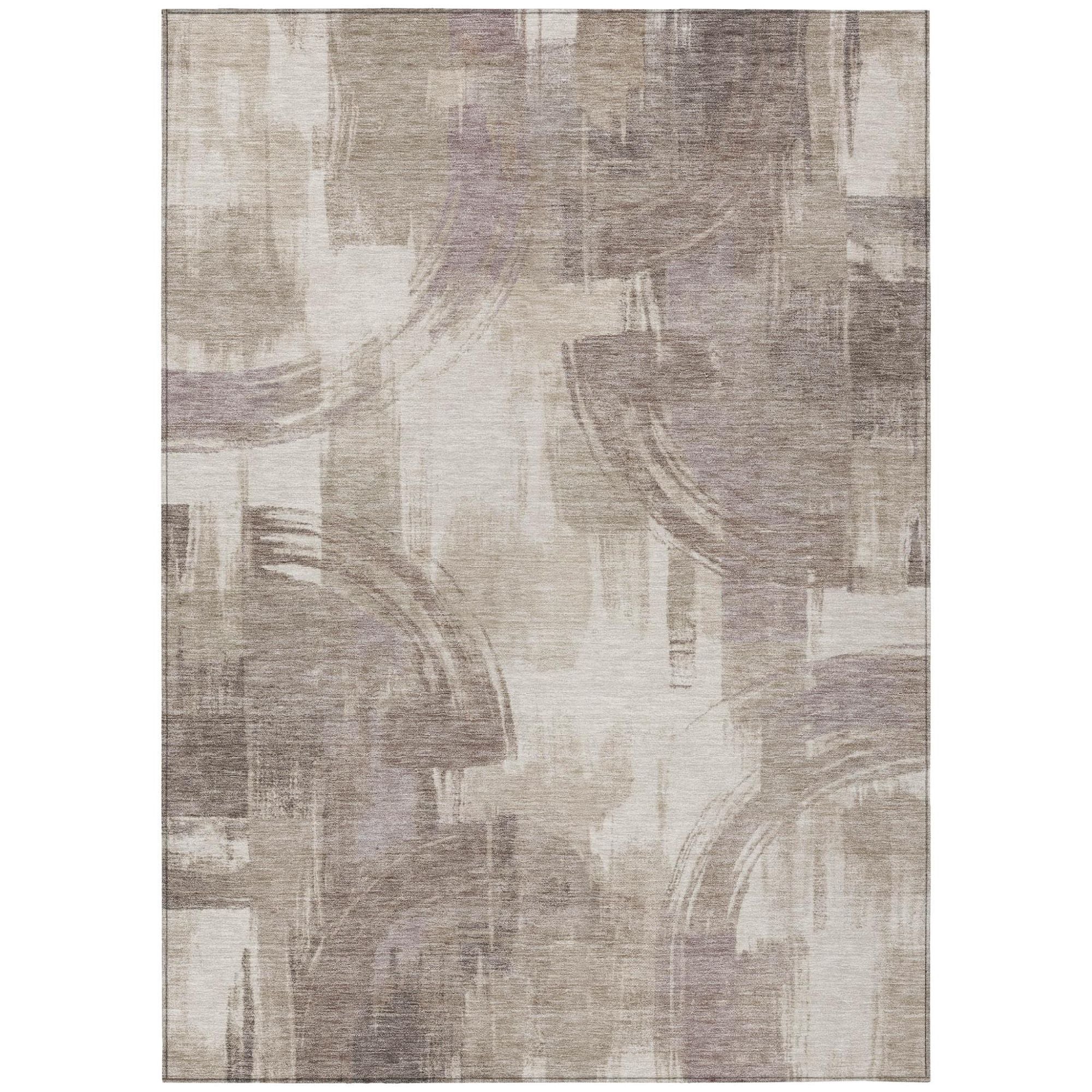 10' X 14' Ivory And Beige Abstract Washable Indoor Outdoor Area Rug - Sports & Outdoor