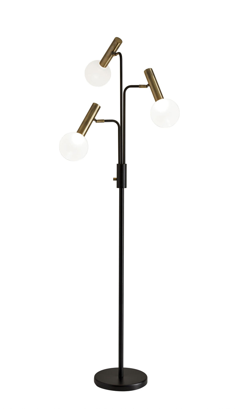70" Black And Bronze Three Light LED Tree Floor Lamp With White - Lighting