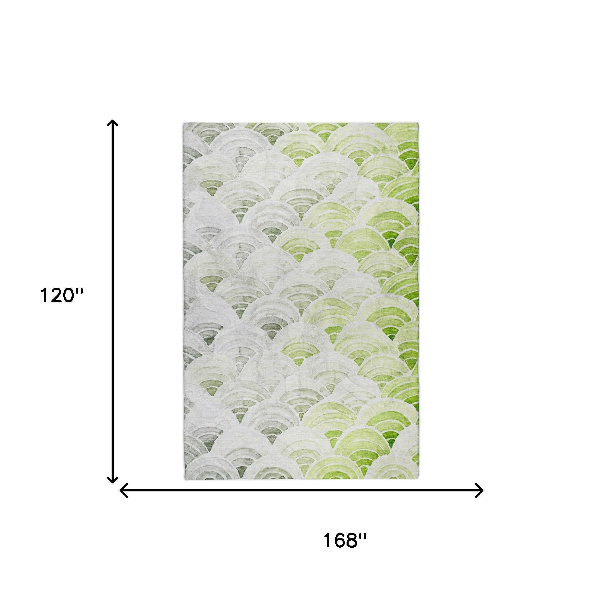 10' X 14' Green And Lime Green Geometric Shag Washable Area Rug With UV Protection - Home & Garden