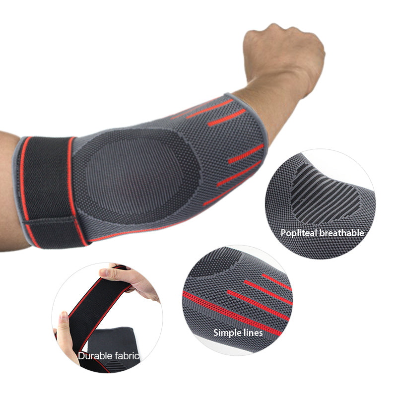 1 Pair Elbow Brace Compression Support Sleeve with Adjustable Strap for Weightlifting Arthritis Volleyball Tennis Elbow Pad
