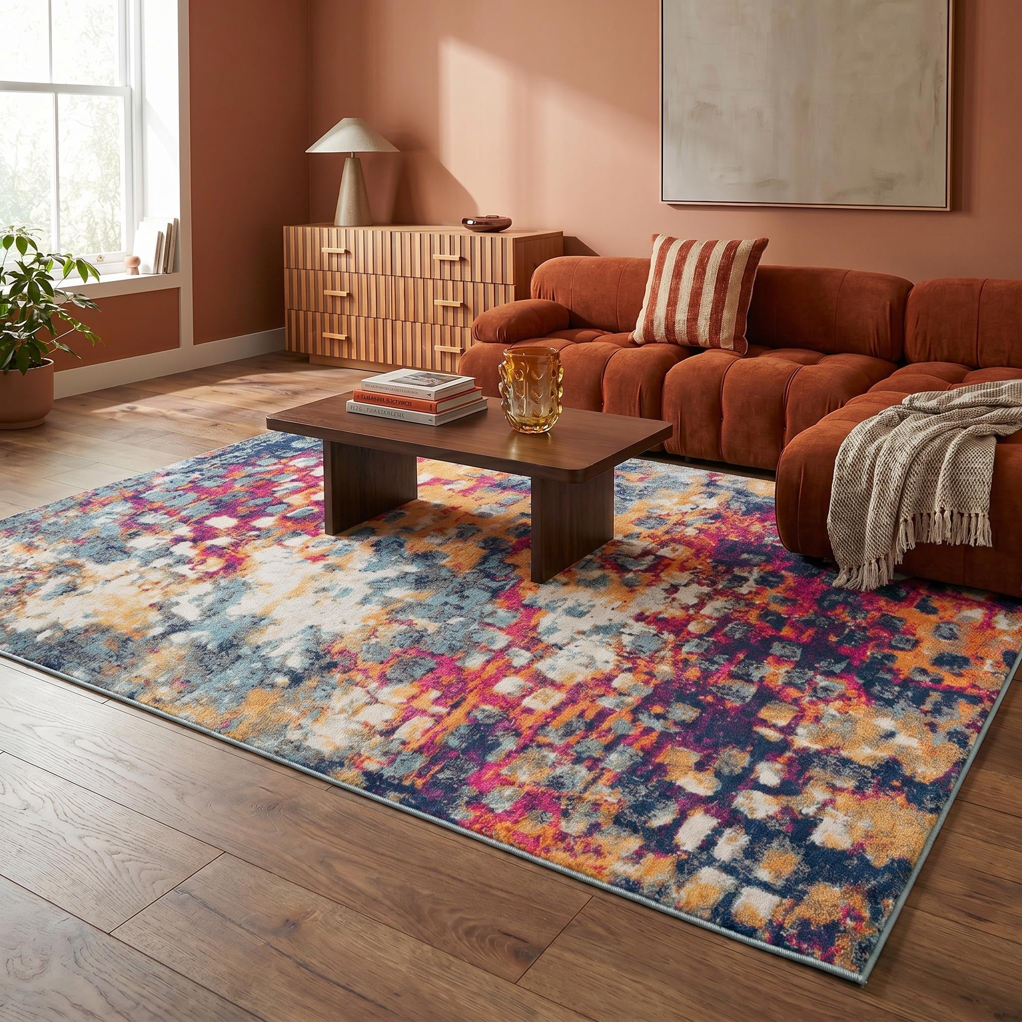 8' X 10' Blue and Ivory Abstract Area Rug - Home Decor