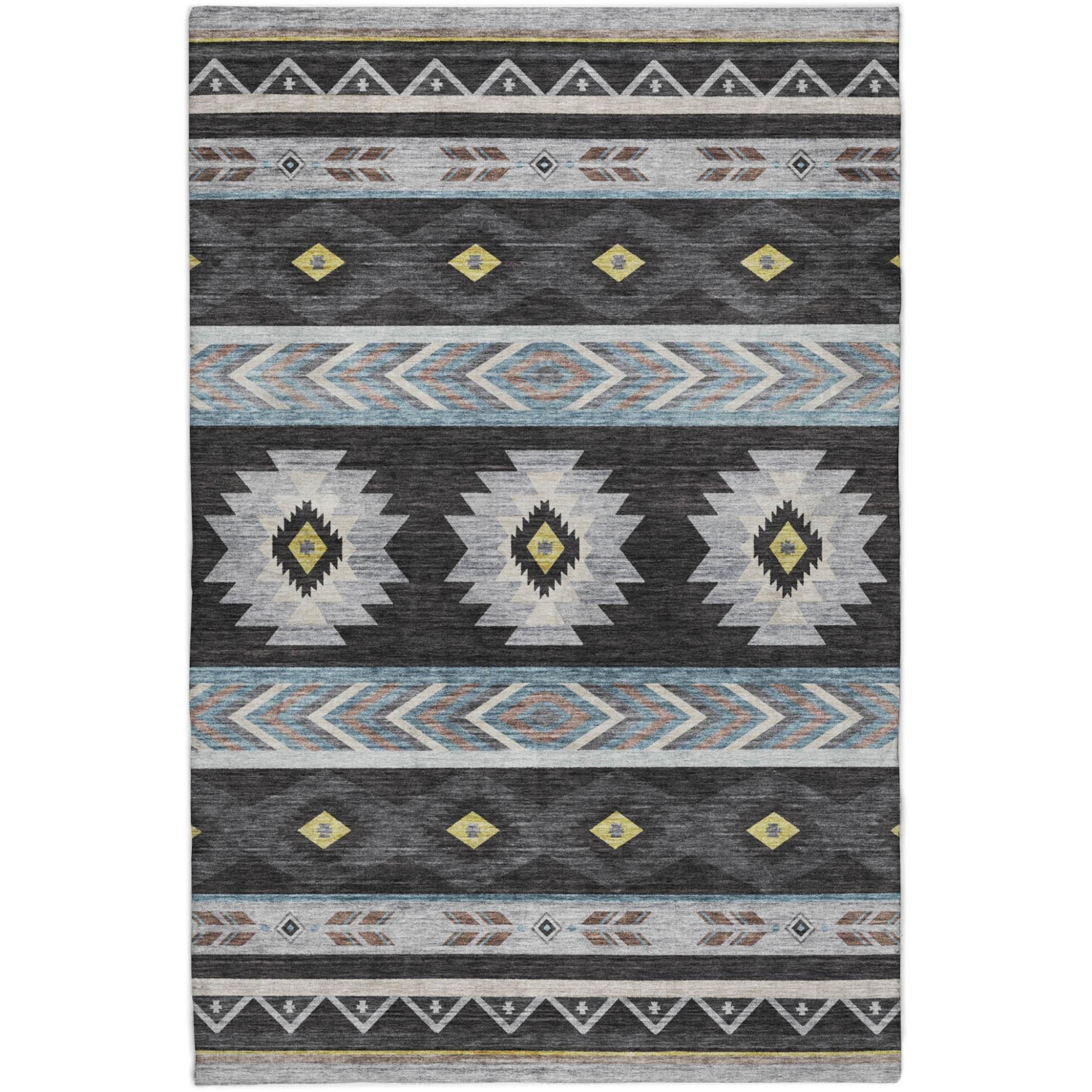 10' X 14' Midnight And Charcoal Geometric Shag Washable Area Rug With UV Protection - Home & Garden
