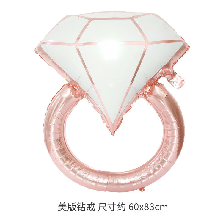 Large Diamond Ring Aluminum Foil Balloon Wedding Decoration Valentine's Day Decoration Proposal Diamond Slogan Aluminum Globos 7