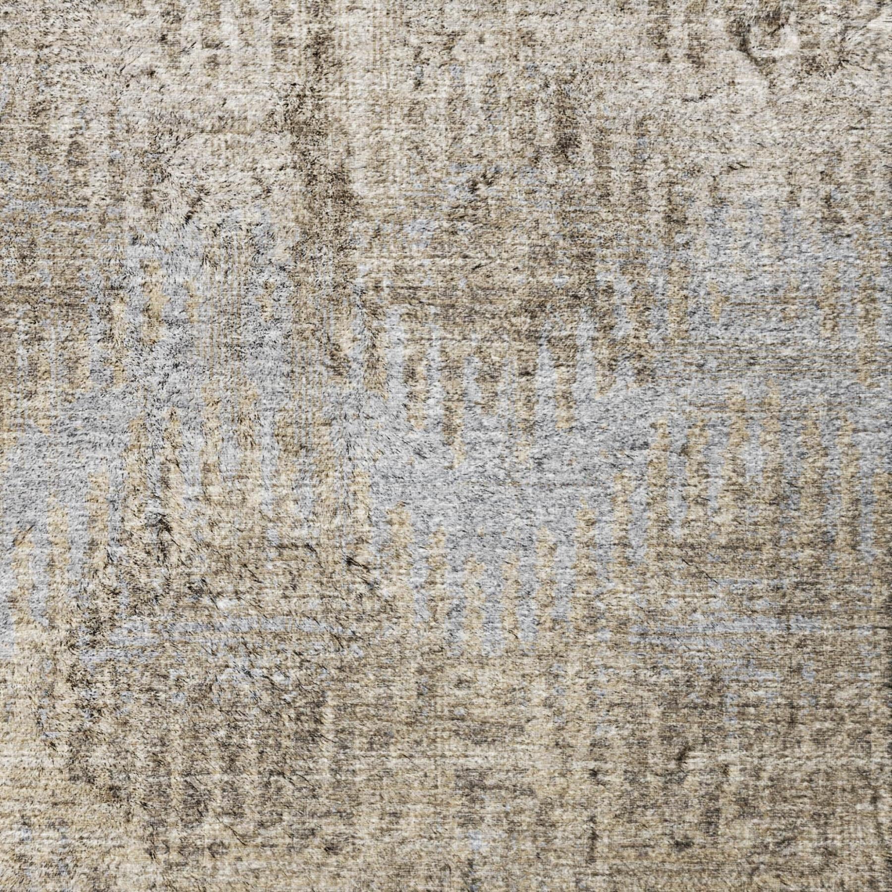 10' X 14' Gray And Brown Geometric Shag Washable Area Rug With UV Protection - Home & Garden